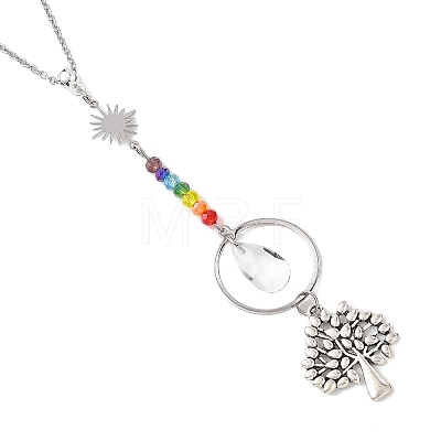 Tree of Life Alloy Pendant Decorations HJEW-JM04556-1