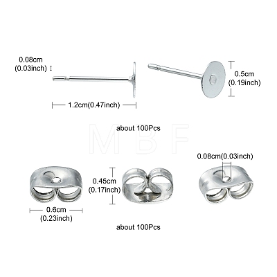100Pcs 304 Stainless Steel Stud Earring Findings STAS-YW0001-43E-1