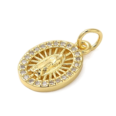 Rack Plating Brass Micro Pave Cubic Zirconia Pendants KK-P279-11G-1