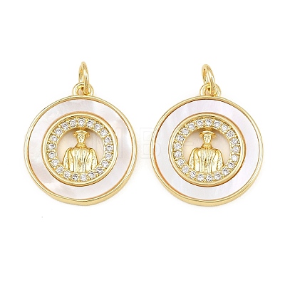 Brass Micro Pave Clear Cubic Zirconia Pendants CU-CBA9482-05G-01-1