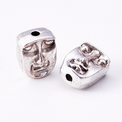 Tibetan Style Alloy Human Face Beads X-TIBEP-GC184-AS-NR-1