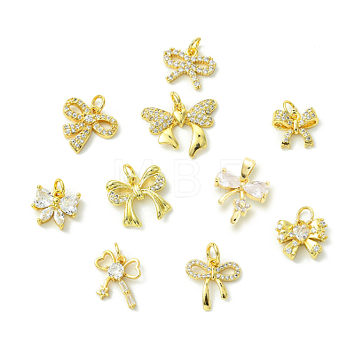 10Pcs 10 Styles Brass Micro Pave Cubic Zirconia Charms KK-CJ0003-75-1