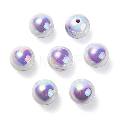 UV Plating Rainbow Iridescent Acrylic Beads OACR-F004-09C-1