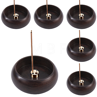 Round Wood Incense Burners Holder AJEW-WH0696-817A-1