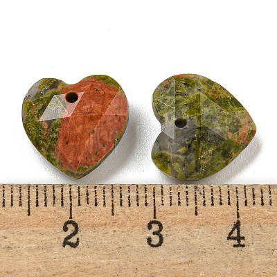 Natural Unakite Faceted Heart Charms G-G123-01G-1