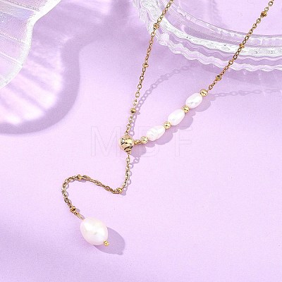 Adjustable 304 Stainless Steel Satellite Chain Lariat Necklaces NJEW-JN06147-1