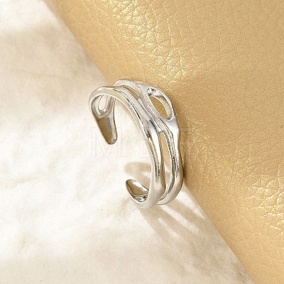 Hollow Out 304 Stainless Steel Cuff Rings for Women RJEW-G338-23P-1