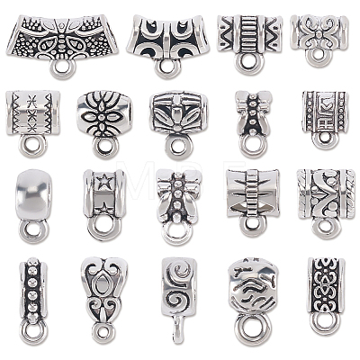 190Pcs 19 Styles Tibetan Style Alloy Tube Bails FIND-ME0004-24-1