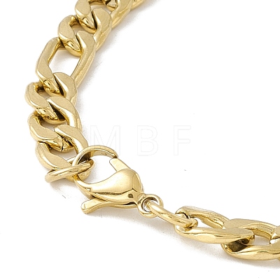 Vacuum Plating 304 Stainless Steel Figaro Chains Bracelet for Men Women STAS-E001-07G-1
