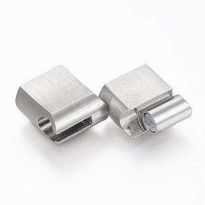 304 Stainless Steel Magnetic Clasps with Glue-in Ends X-STAS-F131-05P-1