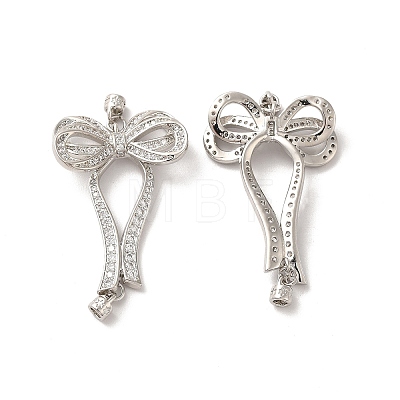 Brass Micro Pave Clear Cubic Zirconia Fold Over Clasps with Cord Ends KK-M243-16P-1