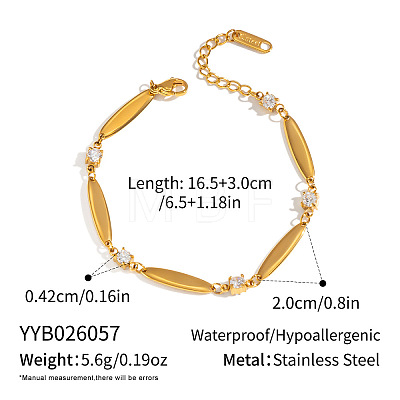 304 Stainless Steel Crystal Rhinestone Horse Eye Link Chain Bracelets for Women GV0285-1-1