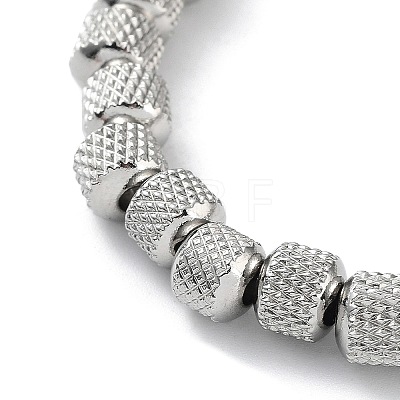 202 Stainless Steel Grooved Column Beaded Stretch Bracelets for Men Women BJEW-D034-02P-1