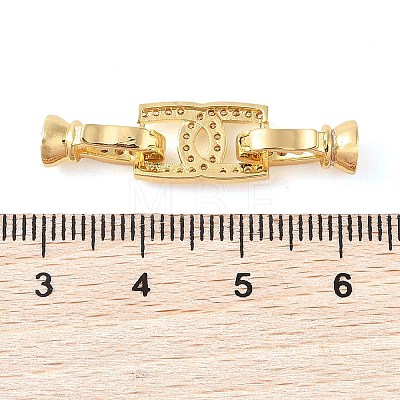 Rack Plating Brass Micro Pave Clear Cubic Zirconia Fold Over Clasps KK-S384-12G-1