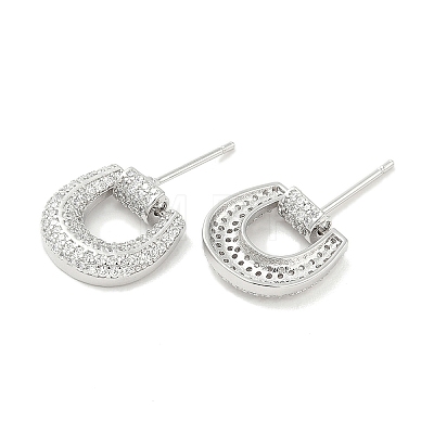 Rack Plating Brass Micro Pave Clear Cubic Zirconia Stud Earrings for Women EJEW-M260-11P-1