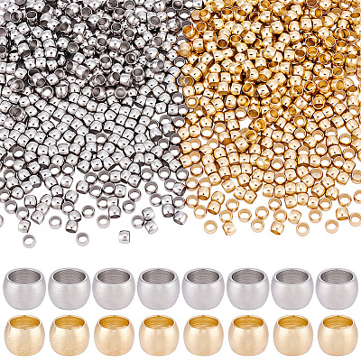 800Pcs 2 Colors 304 Stainless Steel Spacer Beads STAS-BBC0009-75B-1