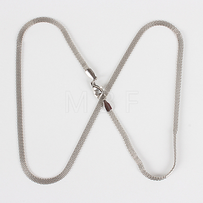 304 Stainless Steel Mesh Chain Necklace Making STAS-P045-15P-1