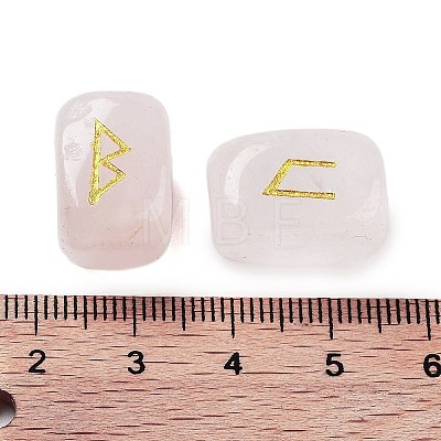 Rectangle Natural Rose Quartz Rune Stones G-Z059-01C-1