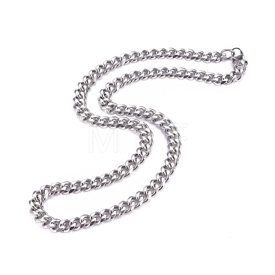 Men's 201 Stainless Steel Cuban Link Chain Necklaces NJEW-G340-22P-1