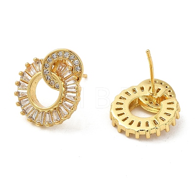 Rack Plating Real 18K Gold Plated Brass Donut Dangle Stud Earrings EJEW-B034-14G-1