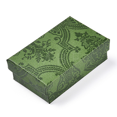 Flower Printed Cardboard Jewelry Boxes X-CBOX-T006-10A-1