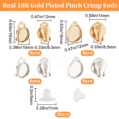 24Pcs 4 Style Brass Clip-on Earring Settings KK-BBC0008-44-1