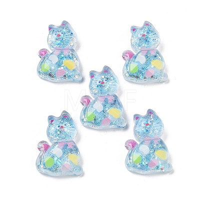 Transparent Resin Bowknot Kitten Decoden Cabochons RESI-M045-07E-1