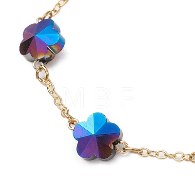 Brass Cable Chains Beads Bracelets for Women BJEW-JB11470-03-1