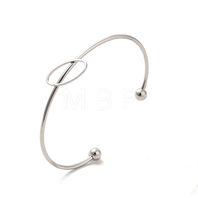 Oval 201 Stainless Steel Cuff Bangles for Women Girls STAS-K247-04P-1
