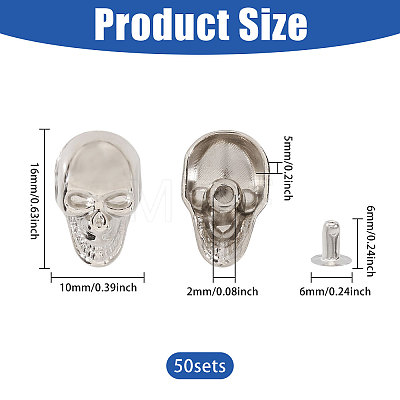 50Pcs Skull Alloy Rivets FIND-CA0011-72A-P-1