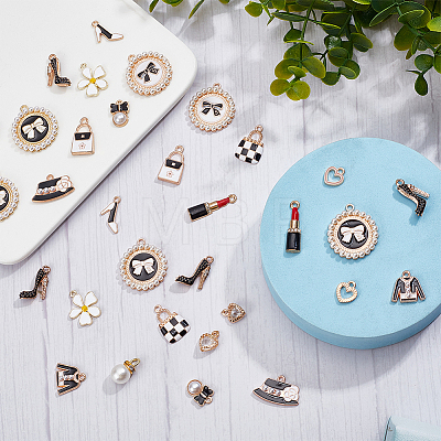 WADORN 32Pcs 16 Style Alloy Enamel Charms ENAM-WR0001-01-1