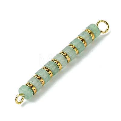 Natural Green Aventurine & Electroplated Synthetic Non-magnetic Hematite Heishi Connector Charms PALLOY-JF03291-02-1