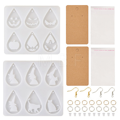  2Pcs 2 Style Halloween Teardrop Pendant Silicone Molds DIY-TA0004-99-1