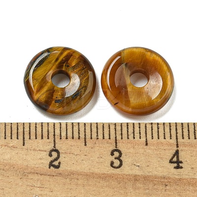 Natural Tiger Eye Donut/Pi Disc Charms G-G142-01O-1