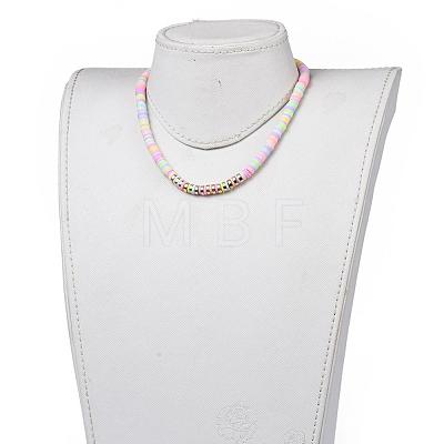 Handmade Polymer Clay Heishi Beaded Necklaces NJEW-JN02890-03-1
