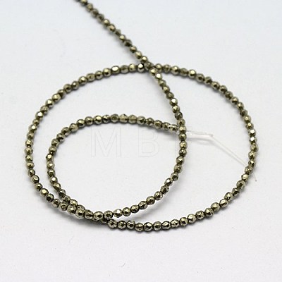 Natural Pyrite Beads Strands G-L031-2mm-03-1