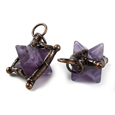 Natural Amethyst Merkaba Star Pendants G-C144-01R-06-1