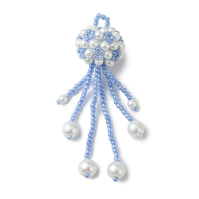 Glass Seed Beads & Glass Pearl Big Pendants PALLOY-MZ01336-03-1