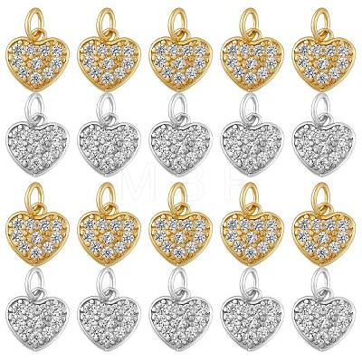 20Pcs 2 Style Brass Micro Pave Cubic Zirconia Charms ZIRC-SZ0001-81-1