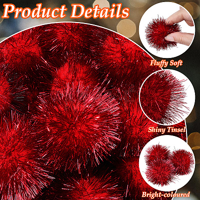 32Pcs Faux Fur Soft Sequins Pompom Ball DIY-SC0033-96C-1