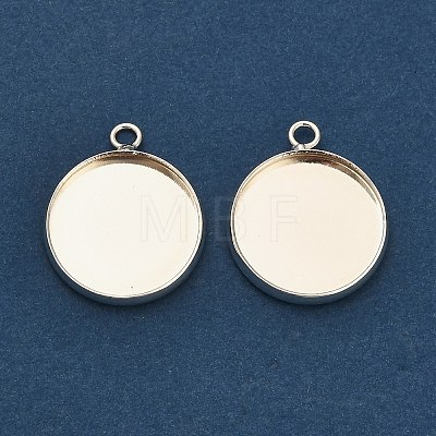 Flat Round Brass Pendant Cabochon Settings KK-A276-10S-1