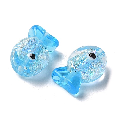 Handmade Foil Lampwork Fish Beads FOIL-Z001-01D-1