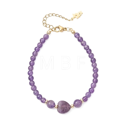Heart Gemstone Bead Bracelets BJEW-JB13297-1
