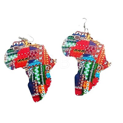 Printed Wood Dangle Earrings FS-WGB0246-01-1