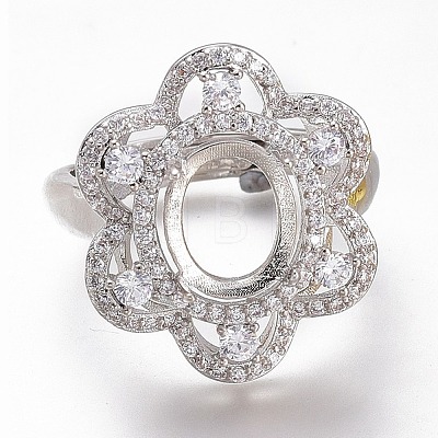 Adjustable Brass Micro Pave Clear Cubic Zirconia Finger Ring Components ZIRC-I049-12-1