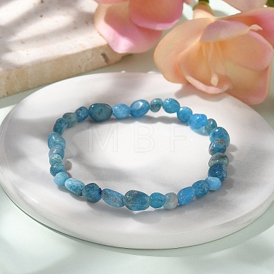 Natural Apatite Bead Stretch Bracelets X-BJEW-K213-40-1