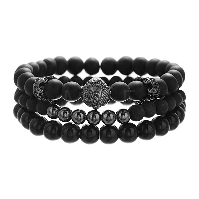 Fashionable retro black matte bracelet set with crown BO9372-3-1