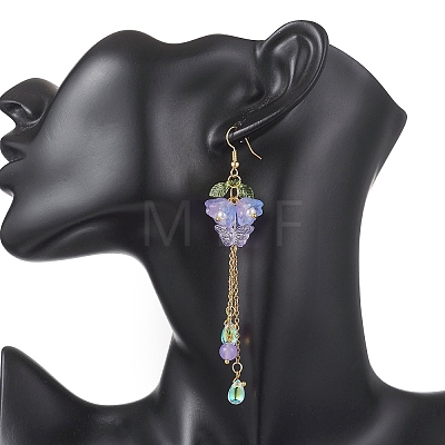 Transparent Two Tone Spray Painted Glass & Acrylic Dangle Earrings EJEW-JE06923-1