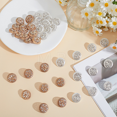 40Pcs 2 Colors Alloy Rhinestone Shank Buttons BUTT-ME0001-29-1