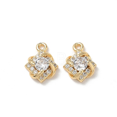 Brass Micro Pave Clear Cubic Zirconia Charms KK-P355-20G-1